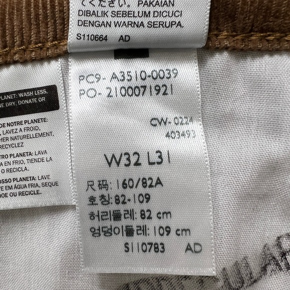 Levi's‎ '94 Baggy Corduroy Pants Mens 32x31 Brown Tan Relaxed Fit Wale Cotton - Picture 4 of 9